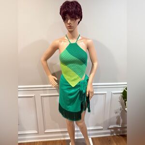 NWT MinaaMonroe Green fringe skirt
